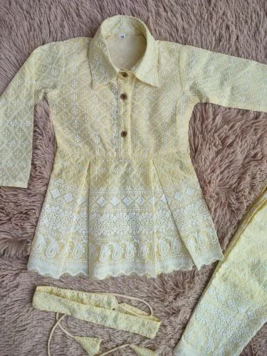 Cotton Chikan Dress, Machine Chikankari