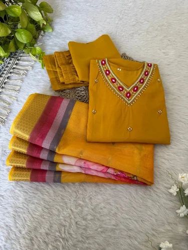 Yellow Colour Ladies Silk Kurti