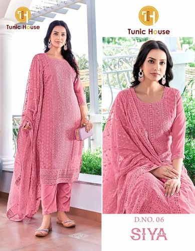 Georgette CHIKANKARI KURTI SET