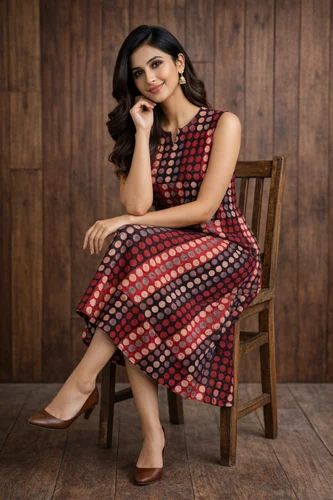 Cotton Ajrakh Print Kurti, Straight