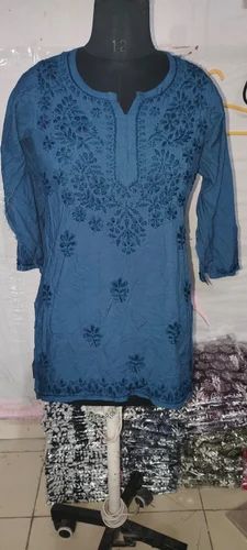 Chikankari rayon short kurti