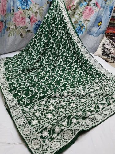Lucknowi Chikankari On Georgette