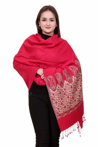 Casual Wear Paisley Design Stole For Women In Red Color