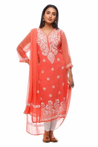 Georgette Kurti with inner and dupatta