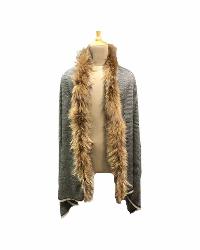 NAVY BLUE Cashmere Fur stole
