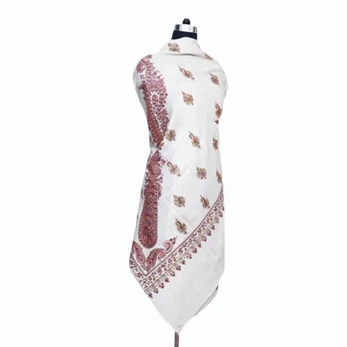 70 X 200 cm White Designer Cotton Stoles