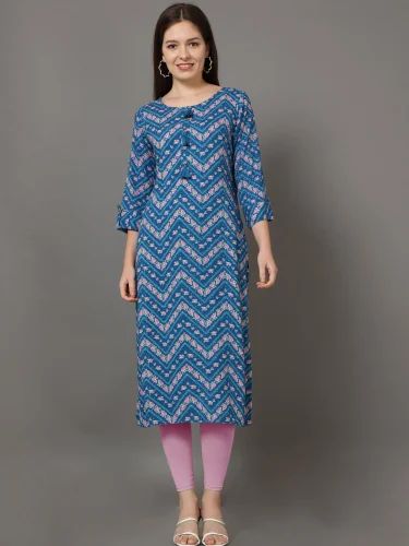 Ladies Chiffon Round Neck Printed Kurti