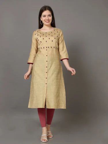 Ladies Silk Embroidery Print Kurti