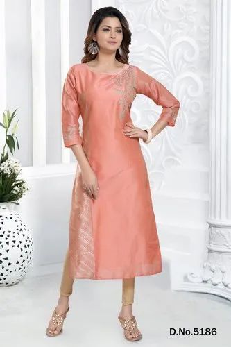 Silk Brocade Kurti, Size: M L XL XXL