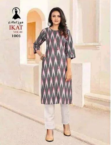 Cotton pure cottan ikkkat kurti