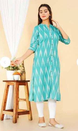 Blue Ikat Cotton Kurtis