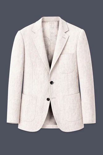 Velcrea Vista Cream Linen Sports Blazer For Men Luxury Single Breasted Premium Jacket