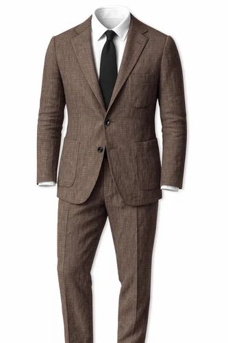Terravo-Bistre Brown Luxurious Linen Single Breasted Sports Blazer, 44