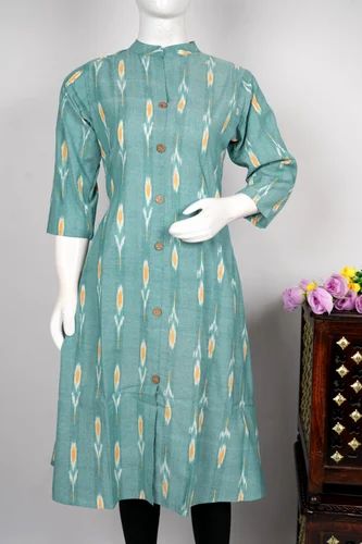 Cotton Ikkath Aline Button Kurti