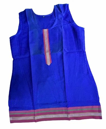 Sleeveless Ladies Polyester Blue Kurti, Size: M