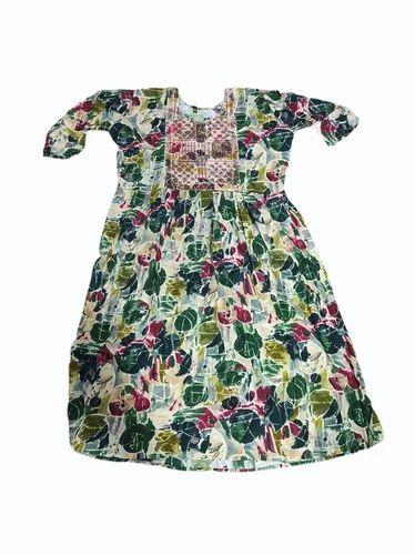 Dark Green Ladies Polyester Printed Kurti