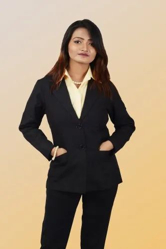Plain Black Ladies Formal Blazer, Size: Medium