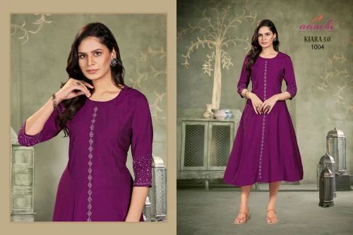 Vatican A Line Diamond Work Kurti, Size: M To Xxl