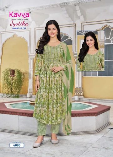 Cotton Green Foil Printed Kurta Set