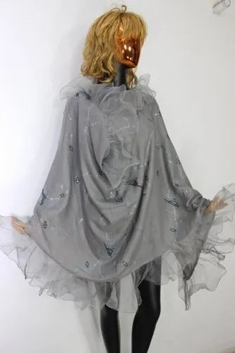 Pashmina with Silk Tissue Border With Swarovski Stole