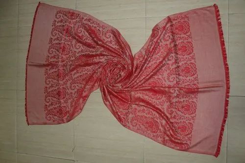 Red Saboori Modal Jacquard Stoles, Packaging Type: Packet
