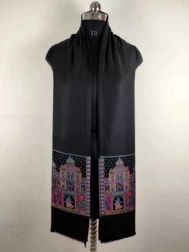Black Hand Woven Vintage Stole