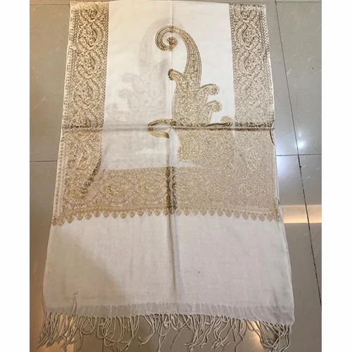 Kshitiz Textiles Rectangular White Designer Embroidered Stole