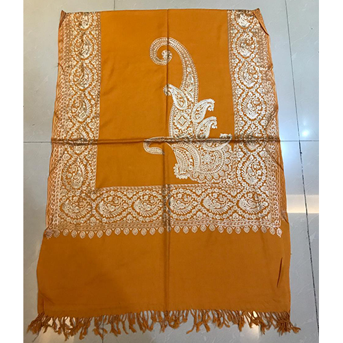 70x200 Cm Yellow Embroidered Stole