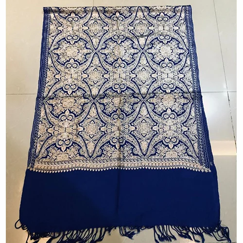 Kshitiz Textiles Rectangular Blue Embroidered Ladies Stole