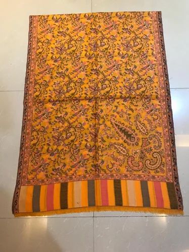 Kshitiz Textiles Rectangular Printed Yellow Ladies Stole