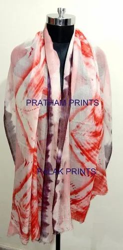 White WOOLEN Tie Dye Stole
