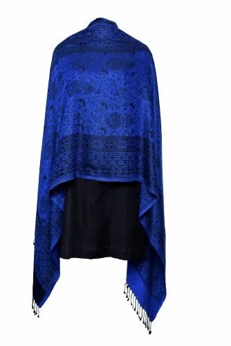 Printed Blue Viscose Weaved Stole