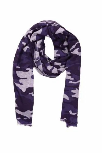 Fine wool Black Printed Stoles