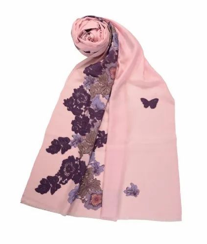 Natural Wool Embroidery Stole
