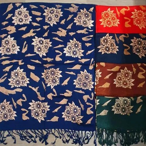 Ladies Flower Printed Satin Stole