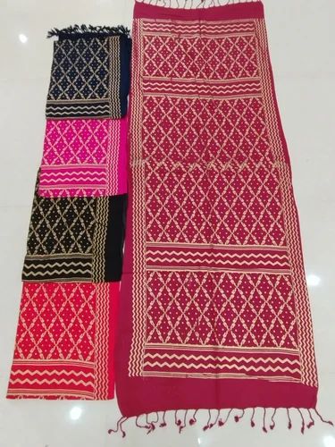 Maroon Ladies Rayon Discharge Stole