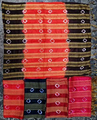 Available in 5 clr Striped Bandhani Rayon 36x80