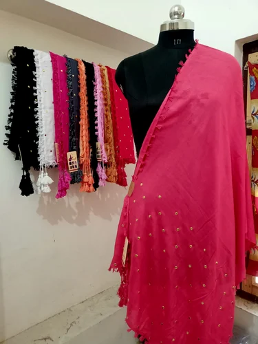 Multicolor Reyon Fundna Button Stole
