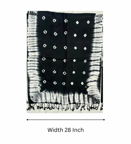 Black Satin Printed Ladies Stole