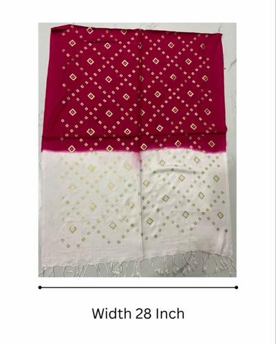 White Satin Printed Ladies Stole