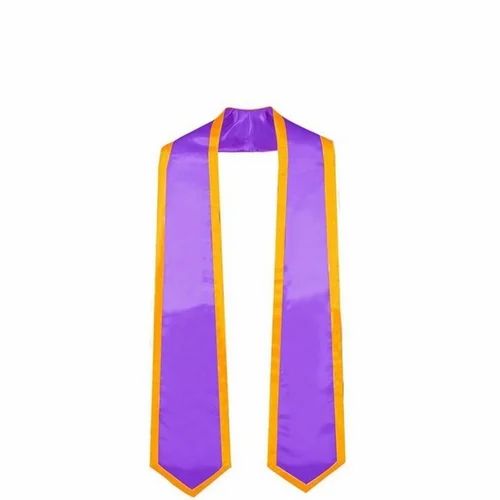 Satin Purple Graduation Stole With Embroidery