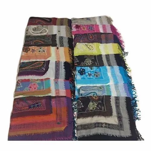 Casual Wear Ladies Boiled Woolen Flap Embroidered Stoles