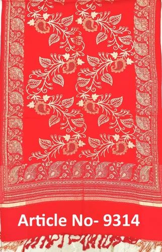 Black Party Wear Liva Embroidery Stoles