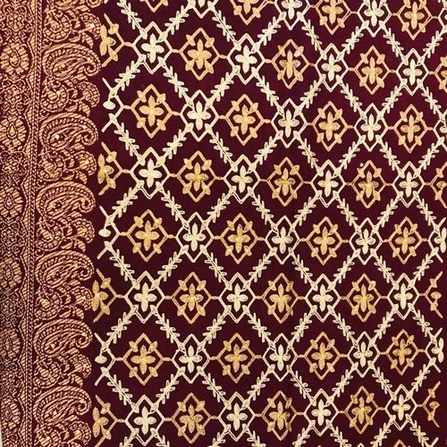 Jamavar border Allover jaal embroidery viscose shawl