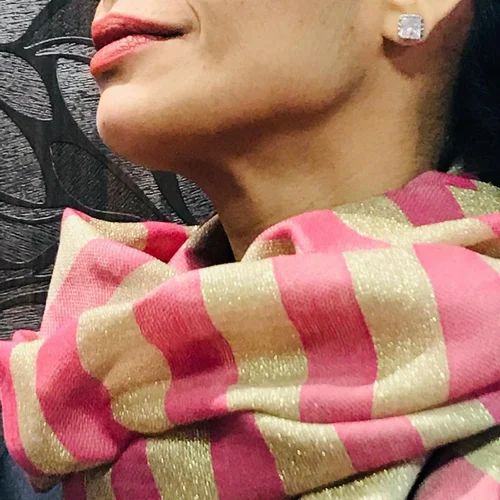 Black Pashmina Shawls stripe Zari border