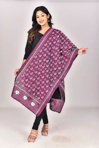 Magenta Blended Silk Kantha Stitch Stole