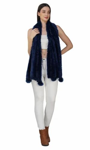 Navy Blue Fur Stole