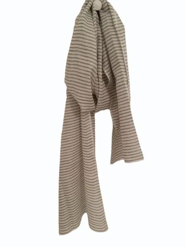 White And Grey 1.8 m Cotton Linen Stripe Stole