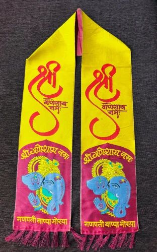 Red Polyester Ganpati Bappa Scarf