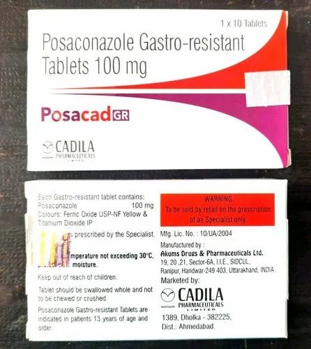 Posacad GR Posaconazole, Cadila Pharmaceuticals Pvt Ltd, 100MG